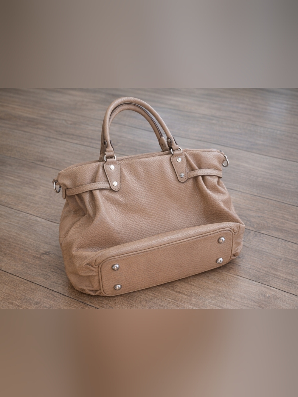 Michael Kors Pebbled Leather Satchel Bag– Tan